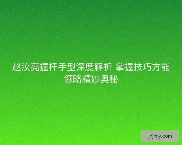 赵汝亮握杆手型深度解析 掌握技巧方能领略精妙奥秘
